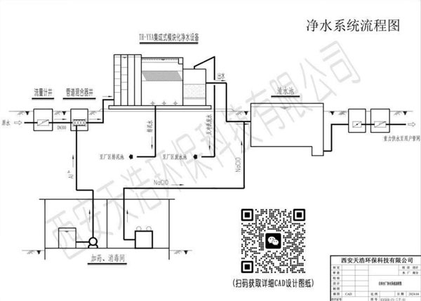 自來水廠5000t/d集成式模塊化凈水設(shè)備工藝設(shè)計圖紙